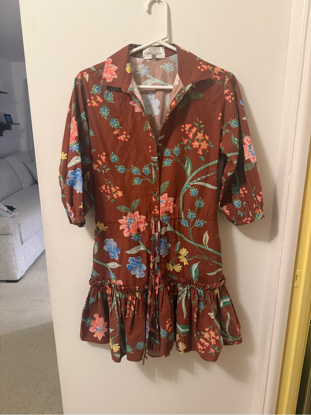 Cara Cara Robin Dress in Ophelia Floral Maroon